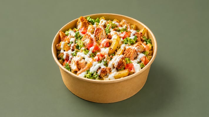 Loaded fries crispy chicken burger bowl (Ατομική μερίδα)